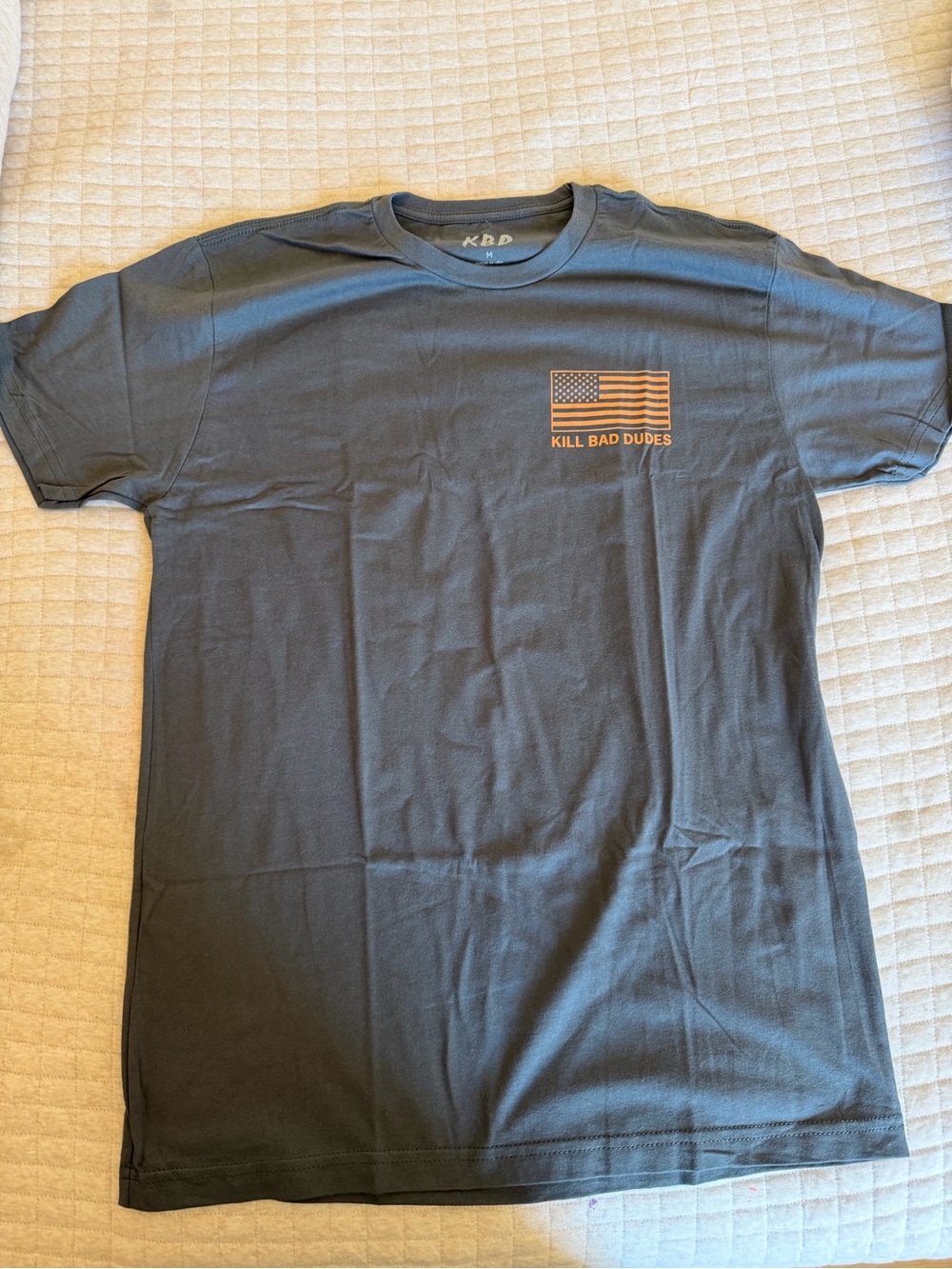 Kill Bad Dudes Men's Short Sleeve Graphic T-Shirt - Charcoal with Orange Print